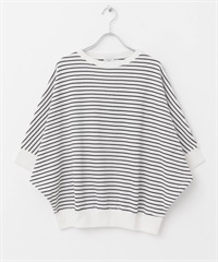 【新色追加】打褶羅紋寬版T恤(米色x黑色-M-其他白色)