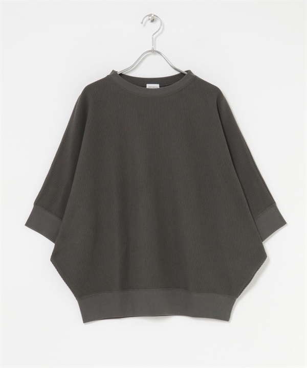 【新色追加】打褶羅紋寬版T恤(炭灰色-M-CHARCOAL GRAY)