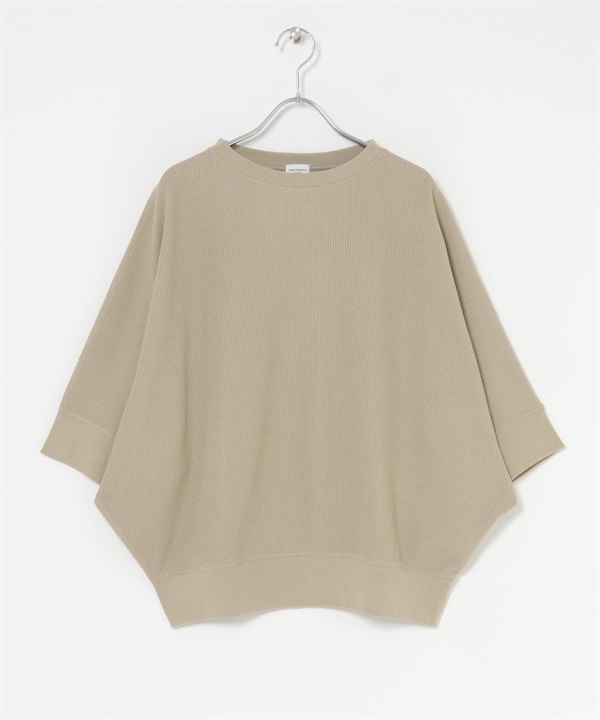 【新色追加】打褶羅紋寬版T恤(膚色-M-BEIGE)