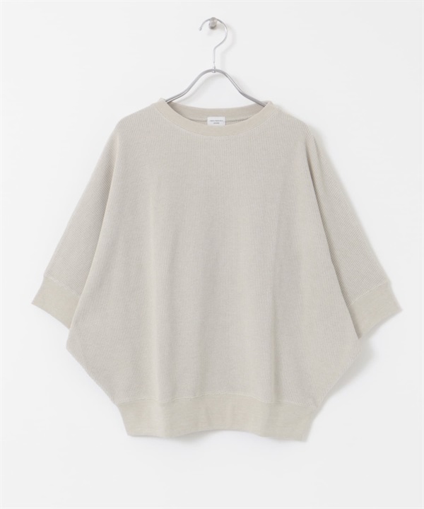 【新色追加】打褶羅紋寬版T恤(淺膚色-M-L.BEIGE)