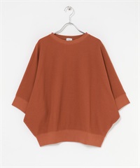 【新色追加】打褶羅紋寬版T恤(杏桃色-M-其他橘色)