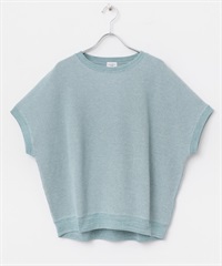 摺線羅紋法式袖T恤(藍色-M-LIGHT BLUE)