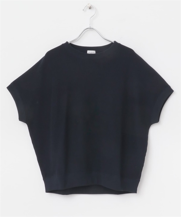 摺線羅紋法式袖T恤(藏青色-M-NAVY)