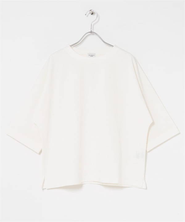 UR TECH 蝙蝠袖口反折T恤(米白色-M-OFF WHITE)