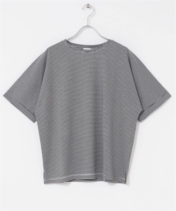 可機洗UV CUT涼感反折袖套衫(條紋-M-其他黑色)