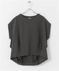 棉質背面打褶法式袖套衫(炭灰色-M-CHARCOAL GRAY)