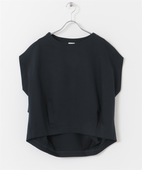 棉質背面打褶法式袖套衫(藏青色-M-NAVY)