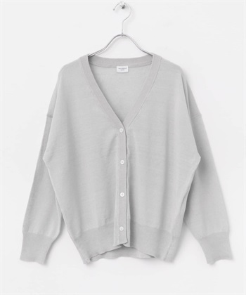 UR TECH COOL涼感混麻料V領短版開襟衫(淺灰色-M-LIGHT GRAY)