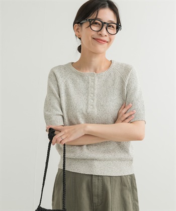 混色紗短袖針織衫