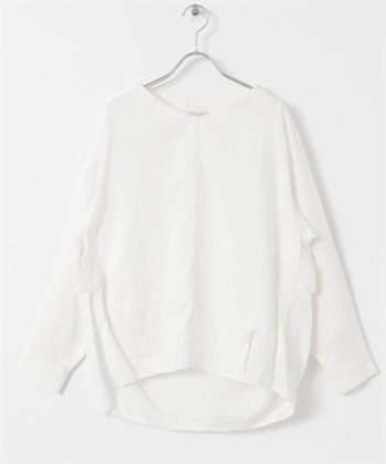 亞麻背面打褶套衫(米色-M-OFF WHITE)
