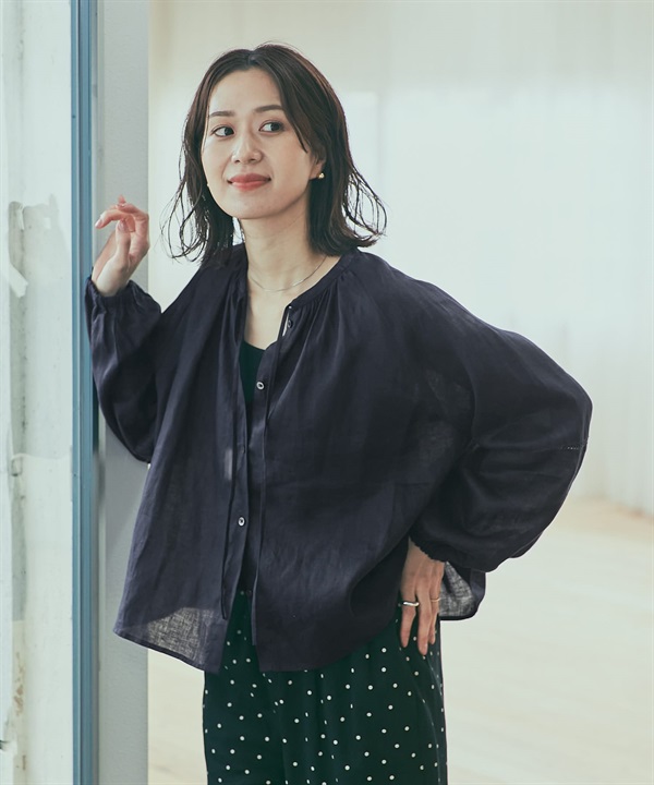 梯形蕾絲亞麻罩衫