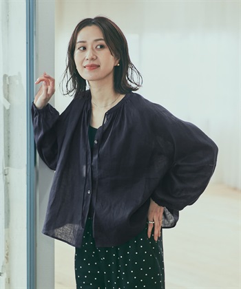 梯形蕾絲亞麻罩衫