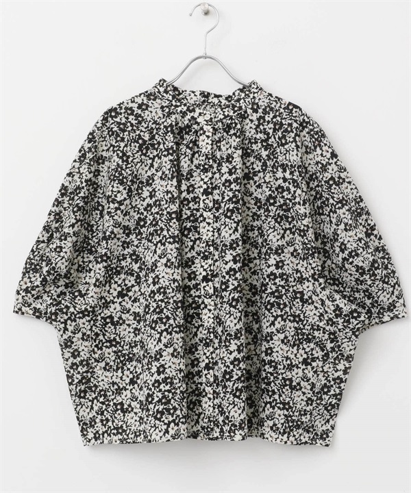 印花蝙蝠袖罩衫(原色x黑色-M-其他黑色)