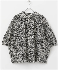 印花蝙蝠袖罩衫(原色x黑色-M-其他黑色)