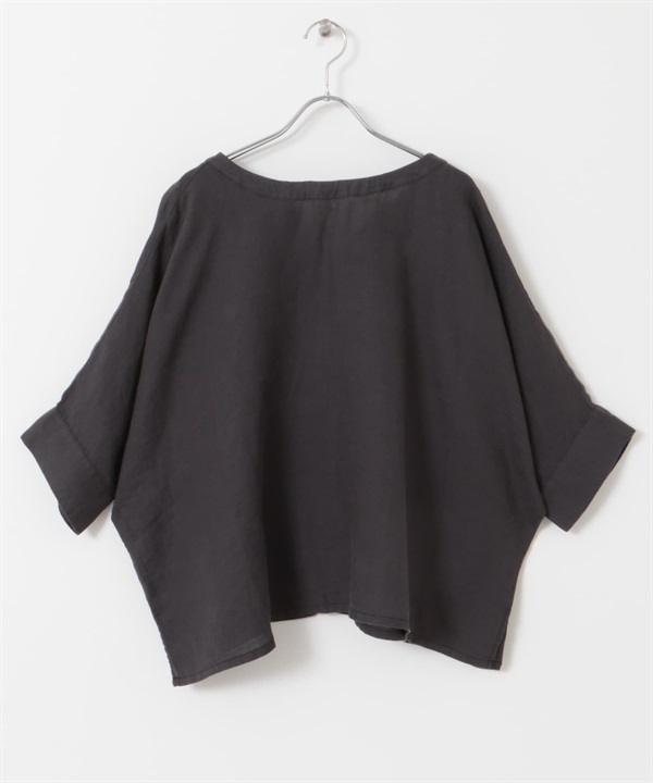 2WAY亞麻罩衫(炭灰色-M-CHARCOAL GRAY)