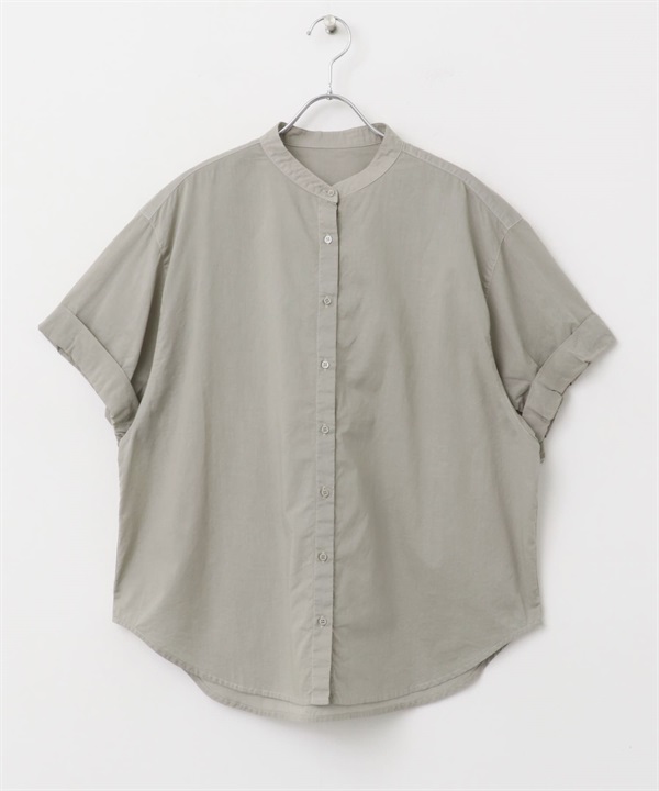 成品染反折袖罩衫(灰膚色-M-其他灰色)