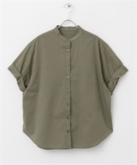 成品染反折袖罩衫(卡其綠-M-KHAKI)