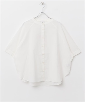立領連肩袖罩衫(米色-M-OFF WHITE)
