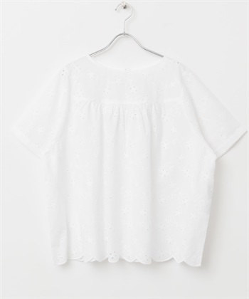 鏤空蕾絲斜肩上衣(米白色-M-OFF WHITE)