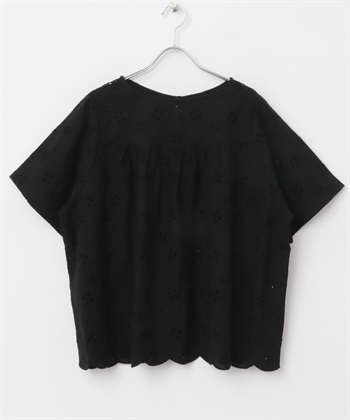 鏤空蕾絲斜肩上衣(黑色-M-BLACK)