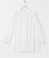 棉質巴里紗碎褶罩衫(米色-M-WHITE)