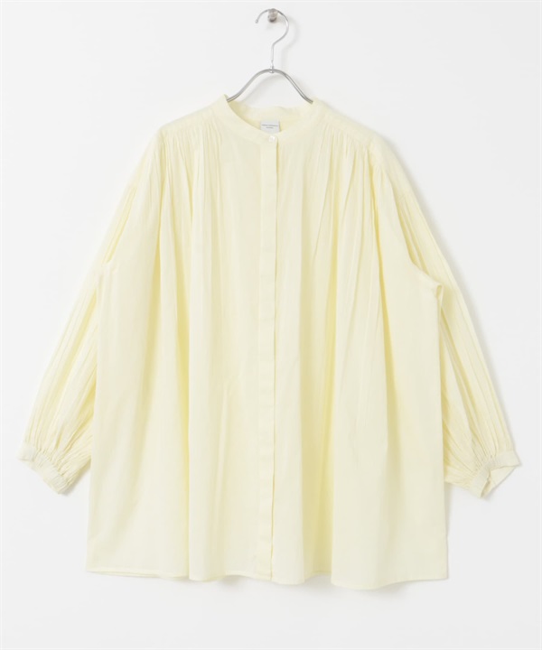棉質巴里紗碎褶罩衫(黃色-M-YELLOW)