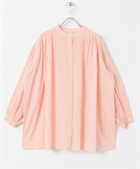 棉質巴里紗碎褶罩衫(粉紅色-M-PINK)