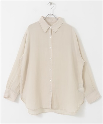 混苧麻寬鬆襯衫(膚色-M-BEIGE)