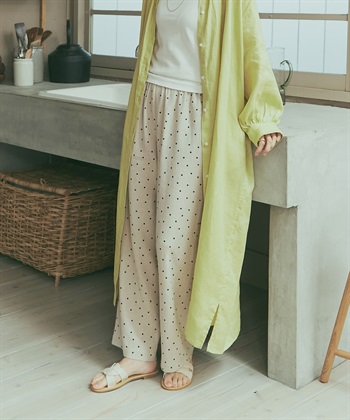 亞麻嫘縈點點輕便長褲