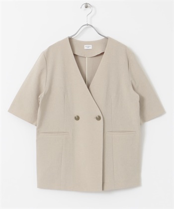 UR TECH DRYLUXE 短袖無領西裝外套(膚色-M-BEIGE)