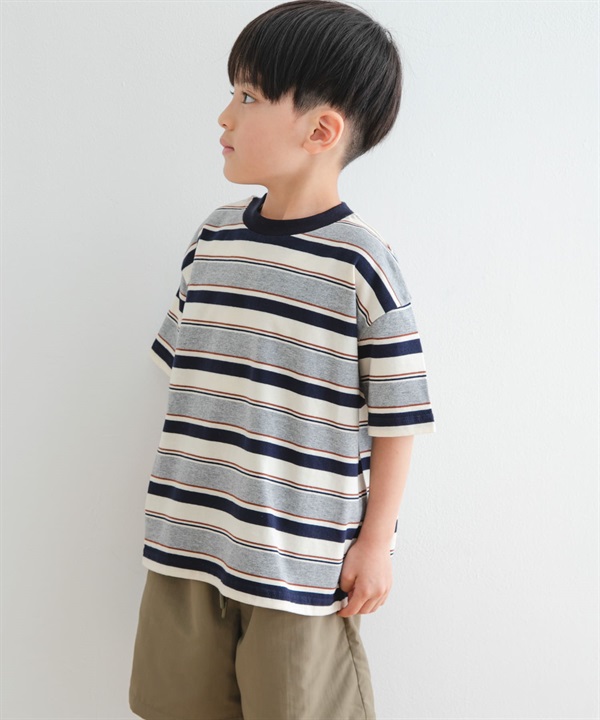 多彩橫紋寬鬆T恤(KIDS)