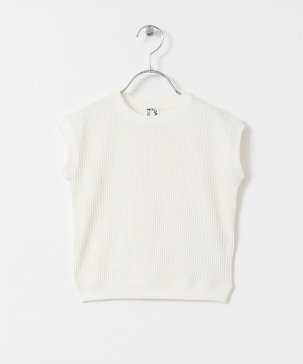 變形華夫格無袖套衫(KIDS)(象牙白-120-IVORY)