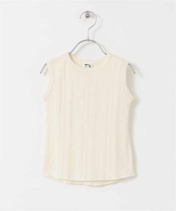 不規則羅紋無袖上衣(KIDS)(象牙白-120-IVORY)