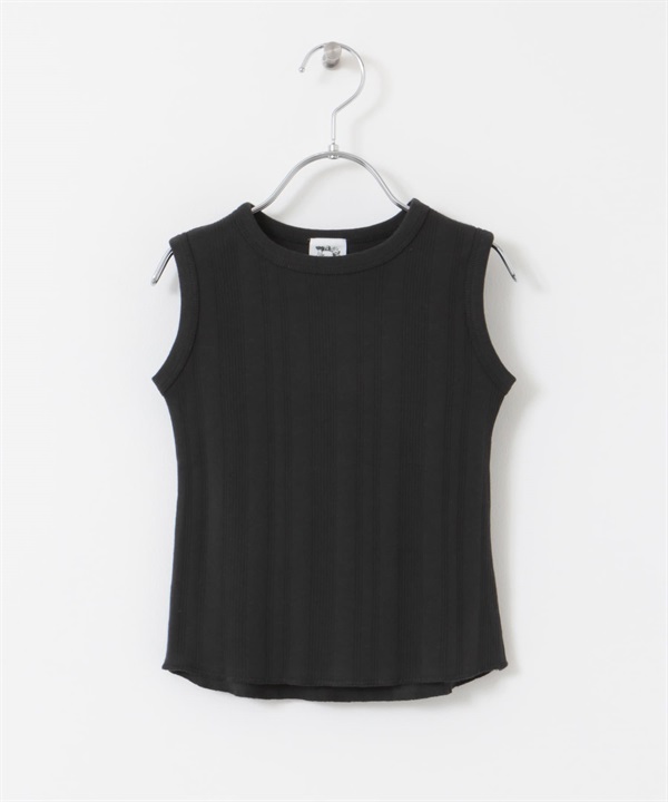 不規則羅紋無袖上衣(KIDS)(炭灰色-120-CHARCOAL GRAY)
