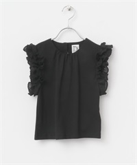 蕾絲法式袖上衣(KIDS)(黑色-120-BLACK)