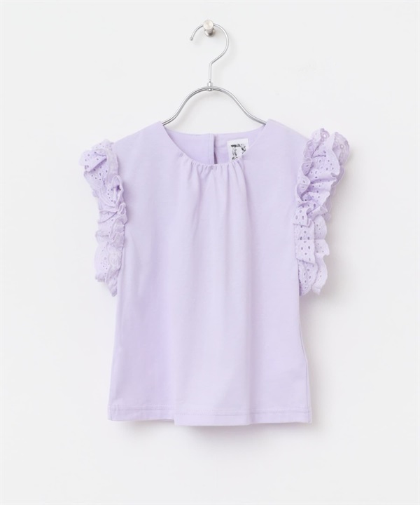 蕾絲法式袖上衣(KIDS)(紫色-120-PURPLE)