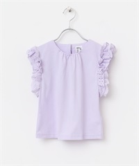 蕾絲法式袖上衣(KIDS)(紫色-120-PURPLE)