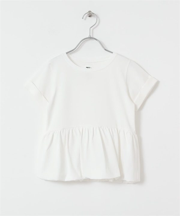 【親子裝】荷葉下襬氣球剪裁T恤(米色-120-OFF WHITE)