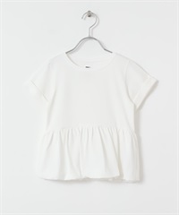 【親子裝】荷葉下襬氣球剪裁T恤(米色-120-OFF WHITE)