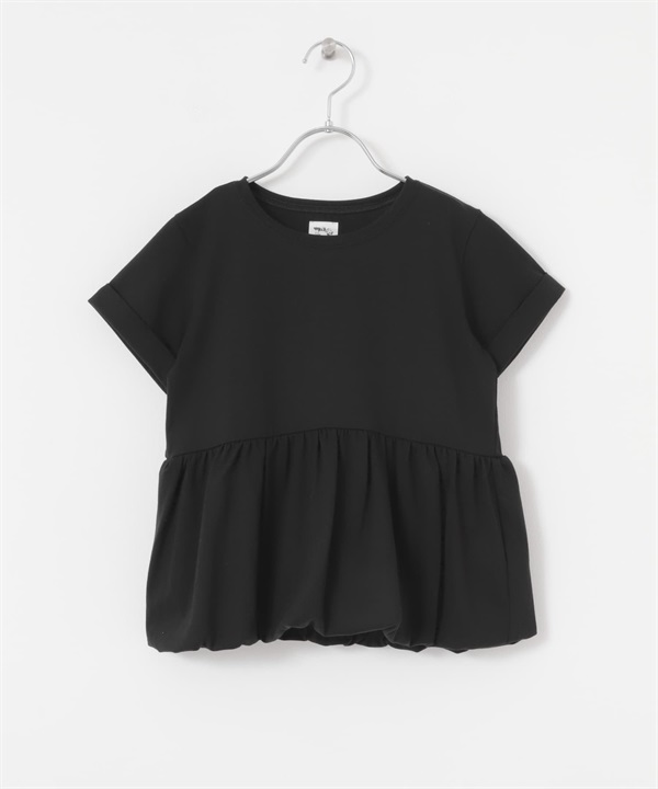 【親子裝】荷葉下襬氣球剪裁T恤(黑色-120-BLACK)