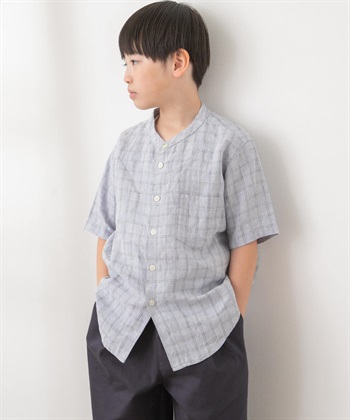 【親子裝】絲光亞麻立領襯衫(KIDS)
