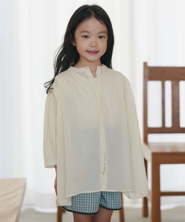 【親子裝】棉質巴里紗碎褶罩衫(KIDS)
