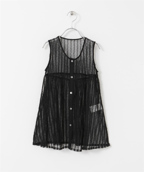 薄紗長版上衣(KIDS)(黑色-120-BLACK)