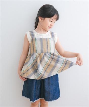 亞麻嫘縈細肩帶罩衫(KIDS)