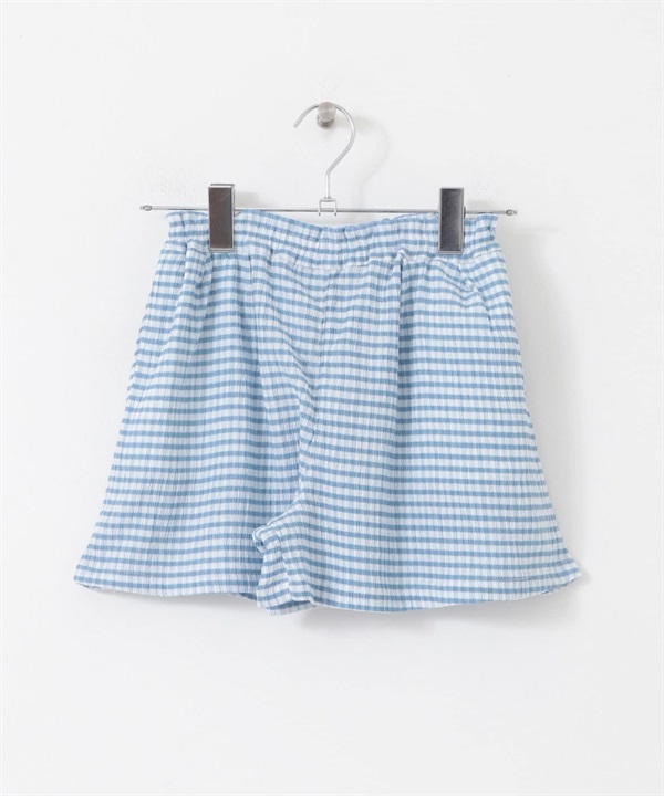 格紋荷葉褲裙（KIDS）(藍色-120-BLUE)