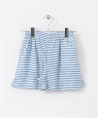 格紋荷葉褲裙（KIDS）(藍色-120-BLUE)