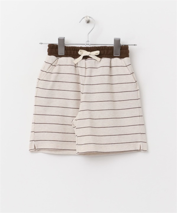 橫紋華夫格短褲(KIDS)(象牙白-120-IVORY)