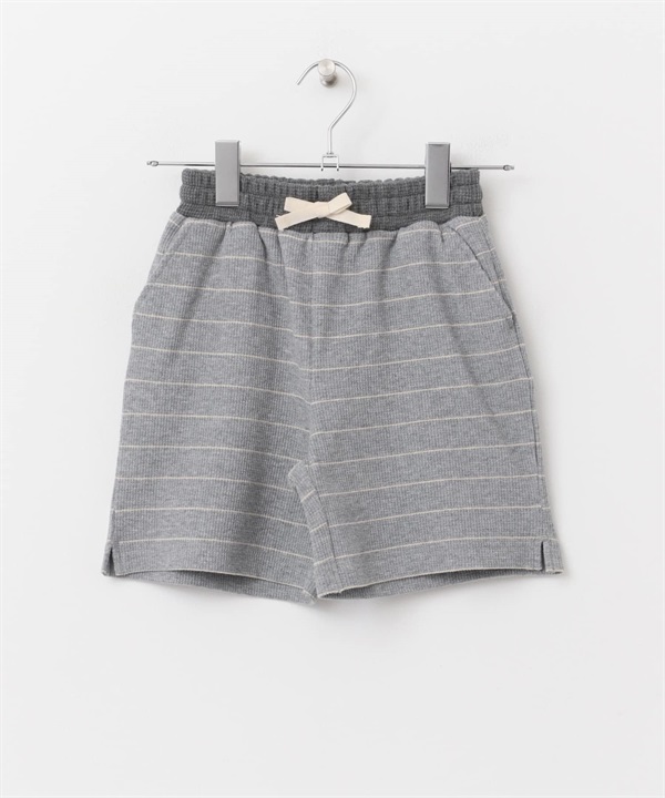 橫紋華夫格短褲(KIDS)(灰色-120-GRAY)