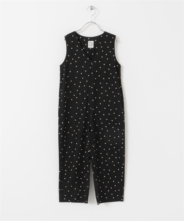 【親子裝】亞麻嫘縈點點連身褲(KIDS)(黑色-120-BLACK)
