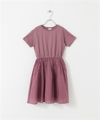 【親子裝】UR TECH 巴里紗T恤拼接洋裝(KIDS)(粉紅色-105-PINK)